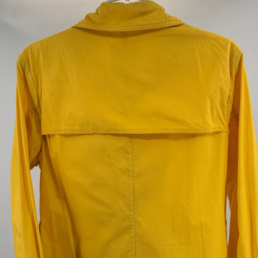 GAP Women's Bright Yellow cotton lightweight peacoat Raincoat L double breast - Picture 3 of 12